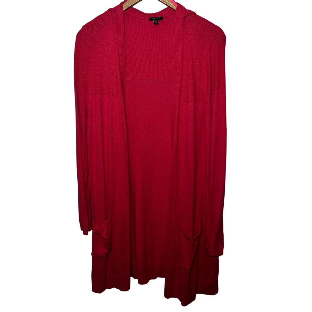 Talbots Woman Sweater Cardigan Open Front Fuchsia Ribbed Casual Cotton Blend 1X